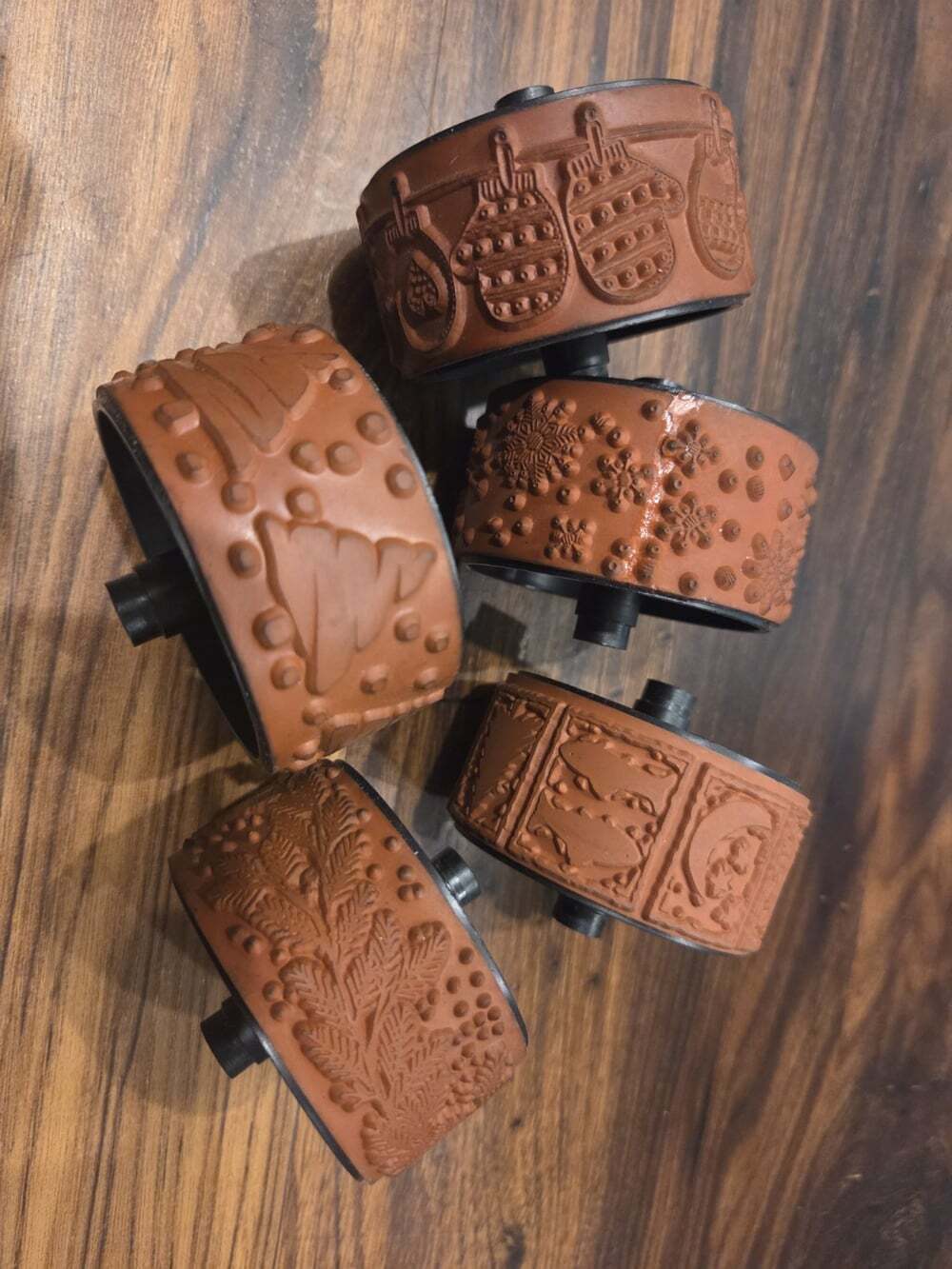 Stampin' Up! Stampin' Around Wheel Lot  5 Christmas Holiday Rubber Stamp Rollers